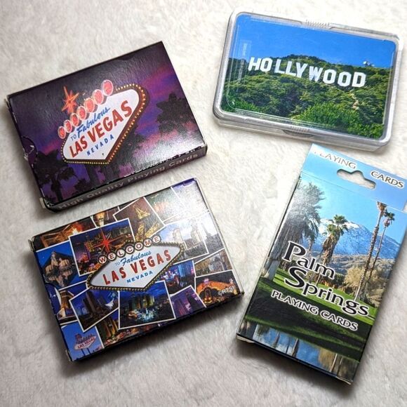 NIB - (Qty 4) Playing Cards - Las Vegas - Hollywood - Palm Springs - Picture 1 of 10